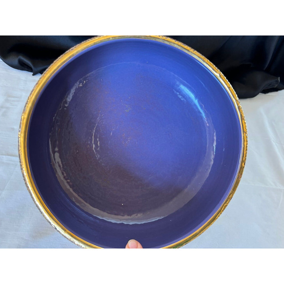 ITALIAN ART POTTERY LARGE BOWL ALDO LONDI BITOSSI "SETA" CERAMIC ITALY MCM GOLD - Picture 7 of 12